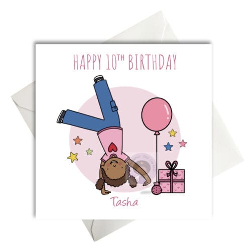 cartwheel girl birthday card