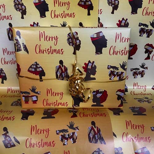 Red Gold Christmas gift wrap - 2 sheets