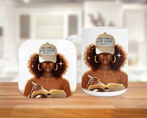 The Lord Is My Light, 15oz Mug & Coaster Set, Christian Mug, Christian Coaster