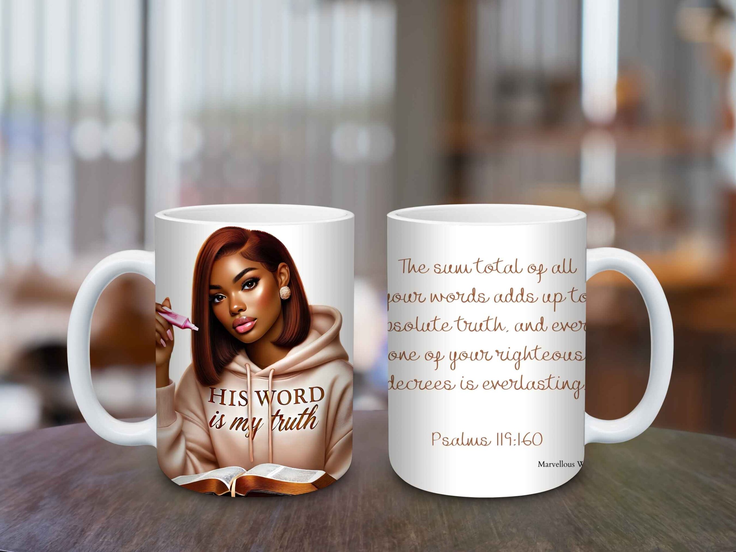 His Word Is My Truth, 15oz Mug & Coaster Set, Christian Mug, Christian Coaster - Image 2
