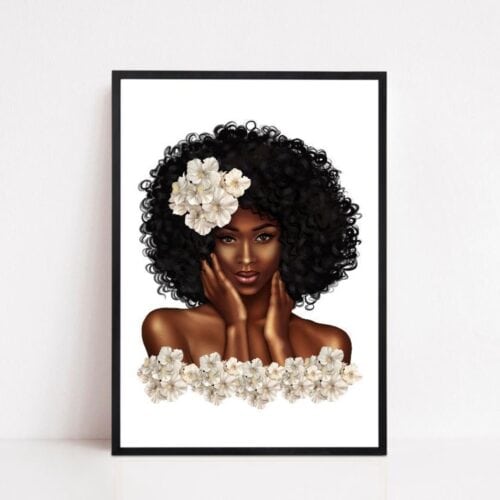 Afro flower lady - A5 print - Black woman art (unframed)
