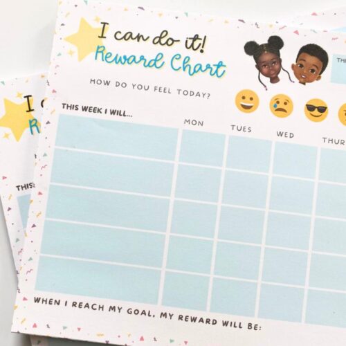 Black Kids Reward Chart Notepad | A4, 50-Sheet Tear-Off Pad