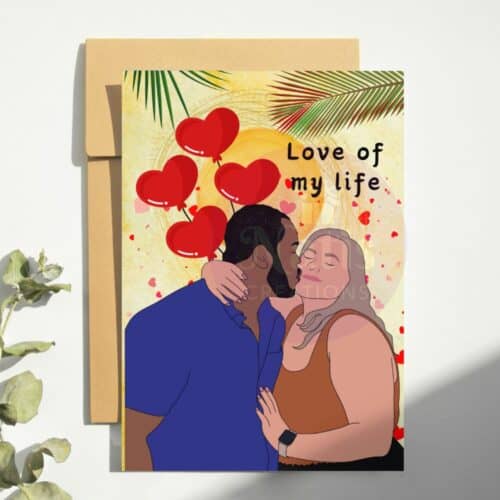 Interracial mixed couple valentines anniversary card