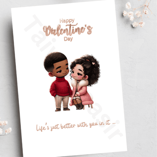 Valentines card - Cute interracial couple