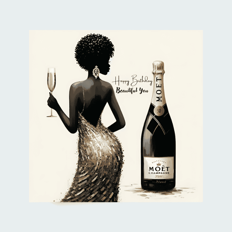 Elegant Black Woman Birthday Card | Melana Blac Design - Image 2
