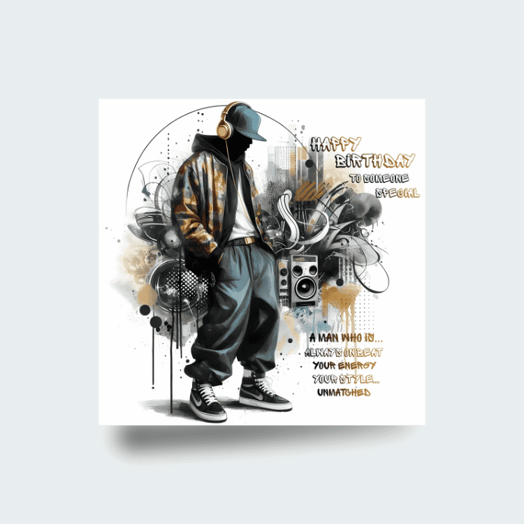 Hip Hop Birthday Card: Urban Graffiti Art, Teen Boy Gift - Image 5