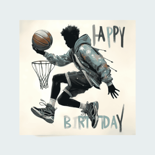 Black Boy Birthday Card: Basketball Art by Melana Blac