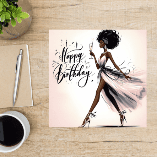 Black Girl Magic Birthday Card, Afro Queen, Blank Inside