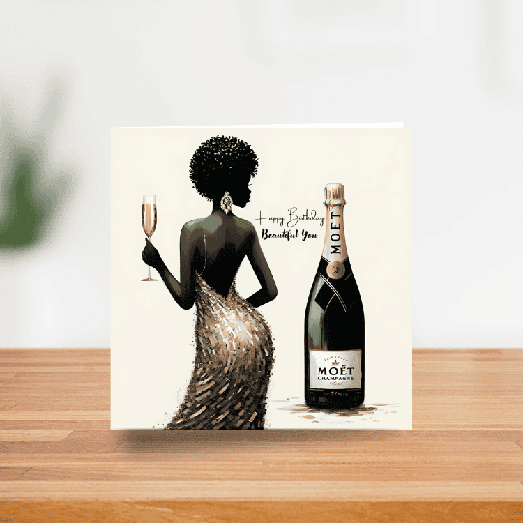 Elegant Black Woman Birthday Card | Melana Blac Design - Image 4