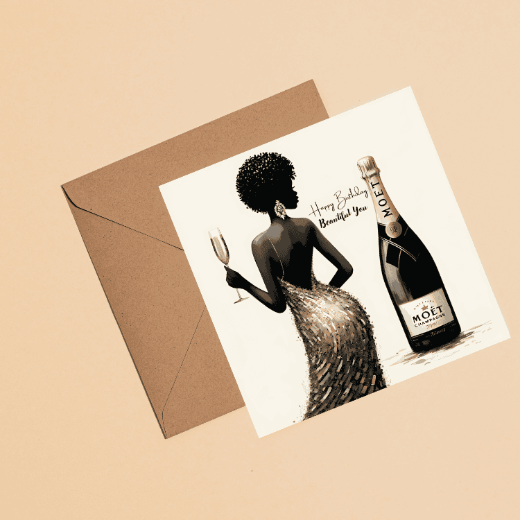 Elegant Black Woman Birthday Card | Melana Blac Design - Image 5