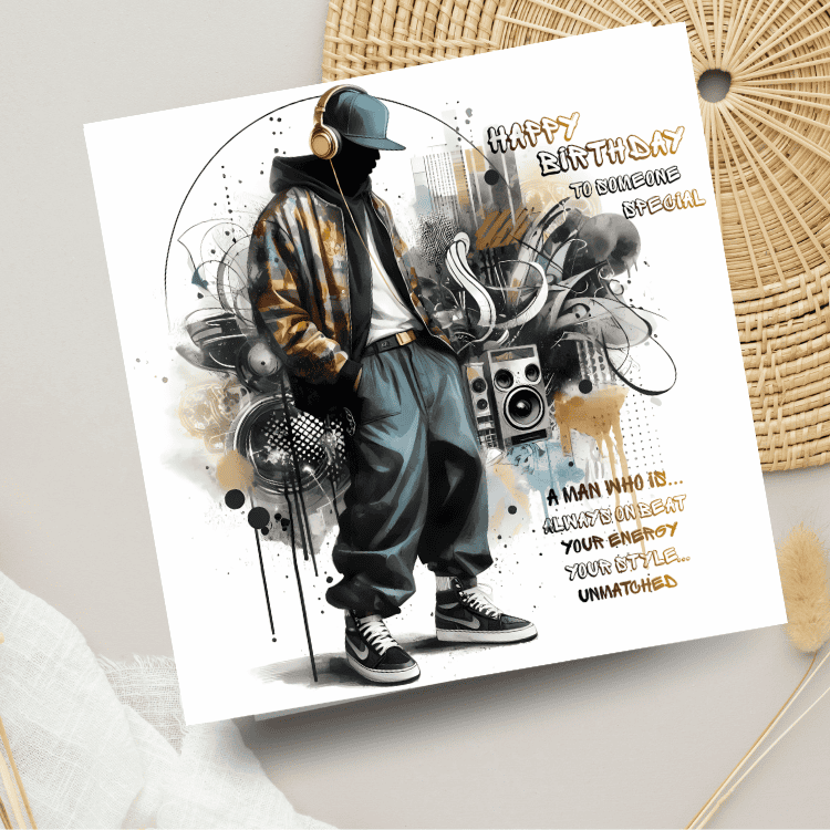Hip Hop Birthday Card: Urban Graffiti Art, Teen Boy Gift - Image 2