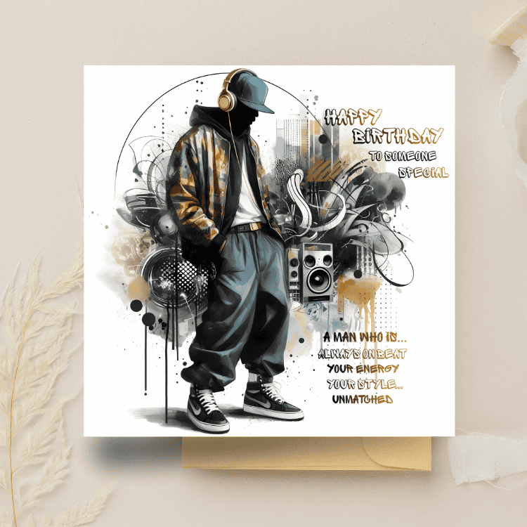 Hip Hop Birthday Card: Urban Graffiti Art, Teen Boy Gift - Image 3