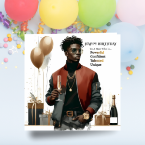 Stylish Black Man Birthday Card: African American Urban Male Greeting