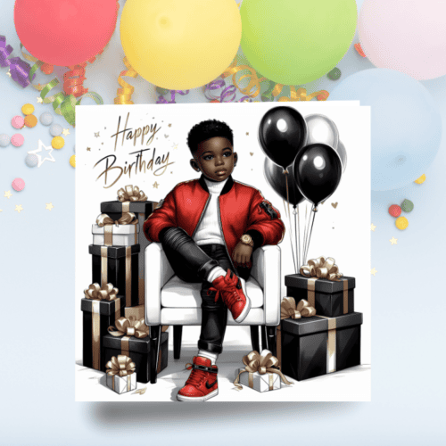 Black Boy Birthday Card, Melanin Boy, African American Gift For Son