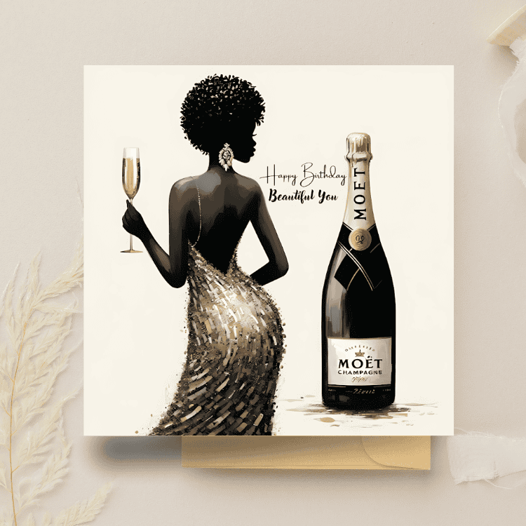 Elegant Black Woman Birthday Card | Melana Blac Design