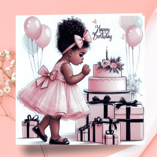 Black Girl Birthday Card: Ethnic Greeting Card by Melana Blac