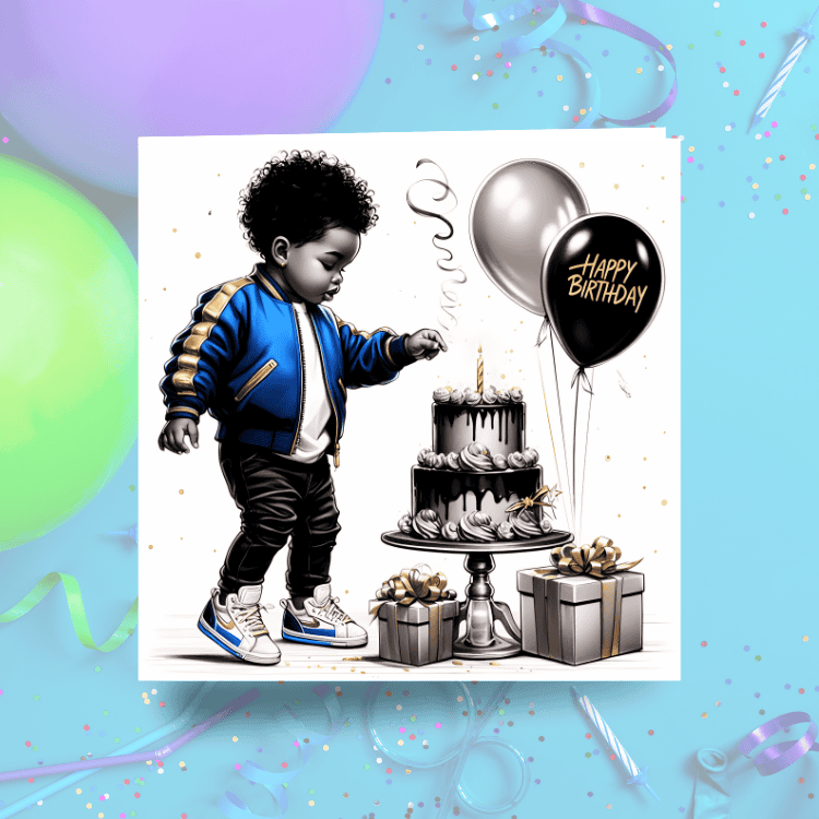 Black Boy Birthday Card, Melanin Boy, African American Gift For Son