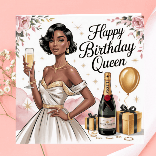 Elegant Sassy Black Woman Birthday Card | African American Woman | Classy Queen