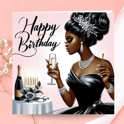 Black Queen Birthday Card Elegant Afrocentric Melanin Magic