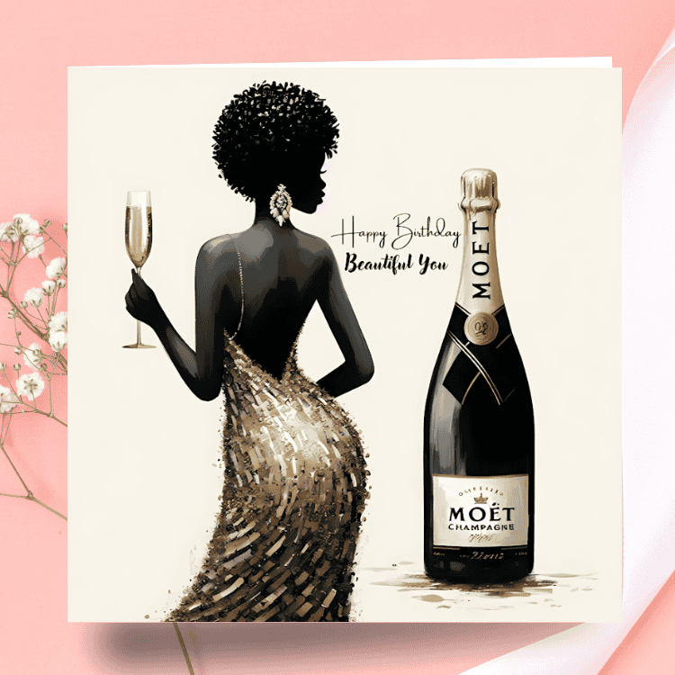 Elegant Black Woman Birthday Card | Melana Blac Design - Image 8