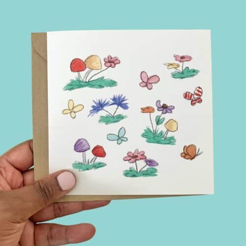 Butterfly and Flower Blank Greeting Card