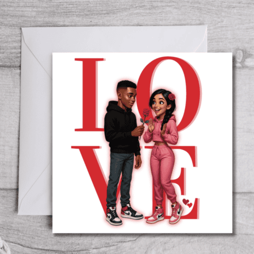 Love Is..... Valentine’s Day Card | Inclusive Romance | Young Love - Brunette