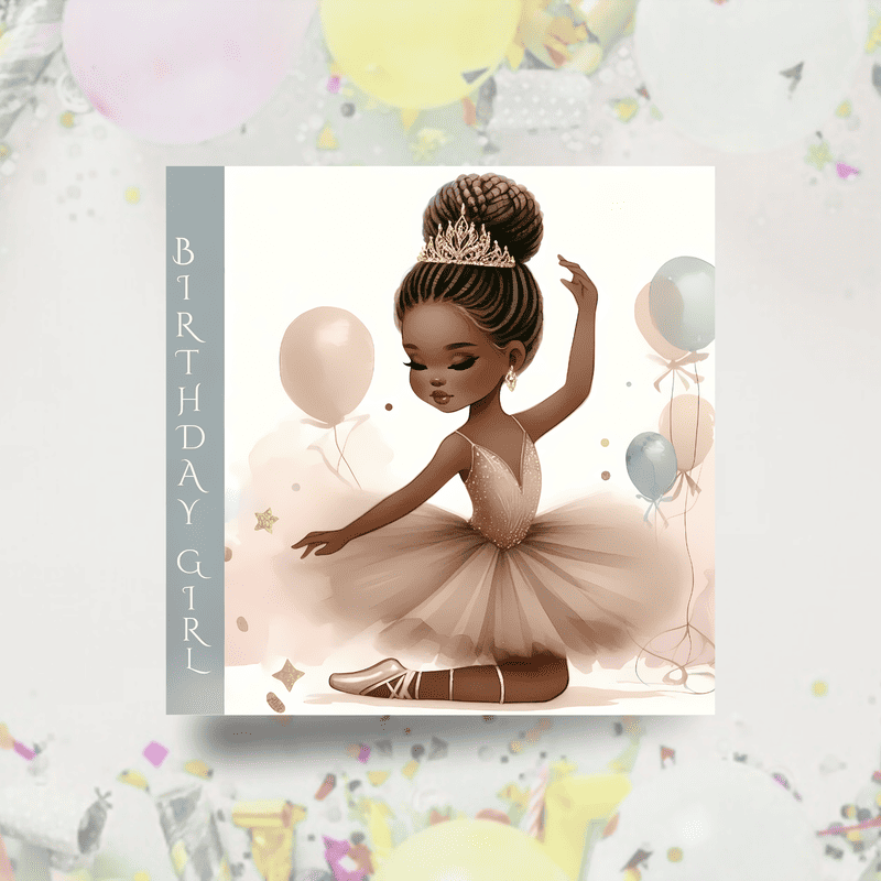 Black Girl Ballerina Birthday Card - Elegant Dance Card for Girls - Image 8