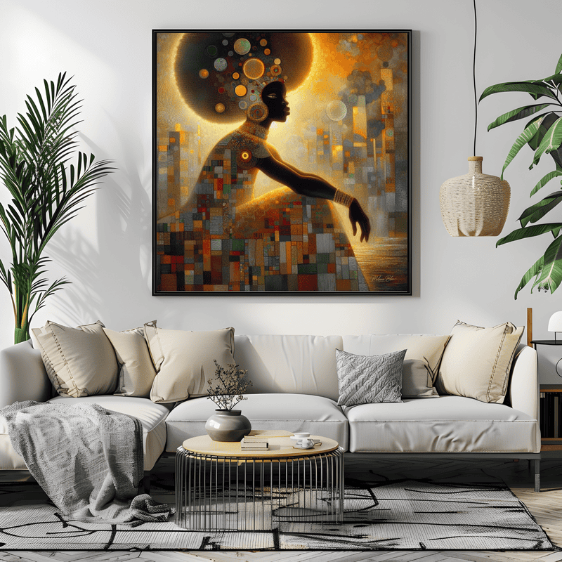 Black Excellence Art Print: Afro Portrait, Mosaic Background - Image 3