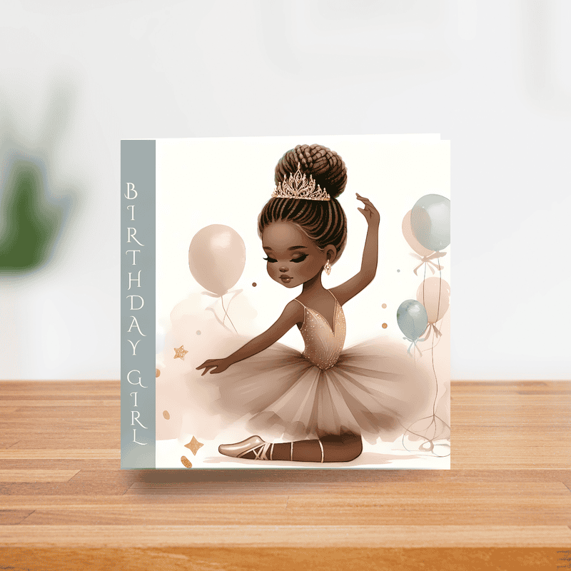Black Girl Ballerina Birthday Card - Elegant Dance Card for Girls - Image 7