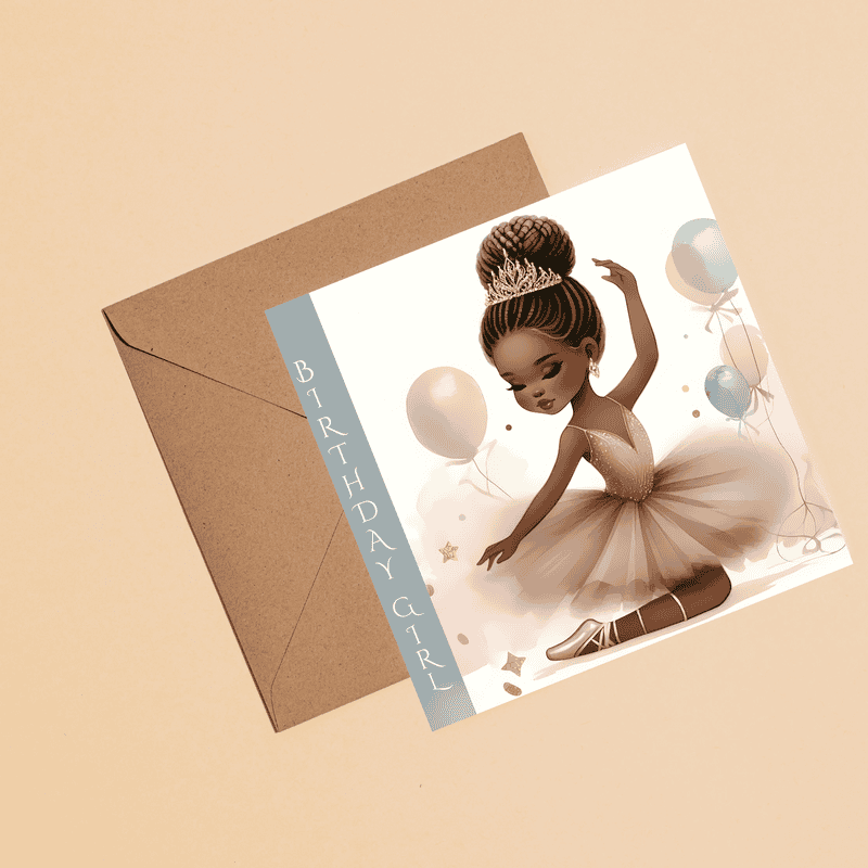 Black Girl Ballerina Birthday Card - Elegant Dance Card for Girls - Image 6