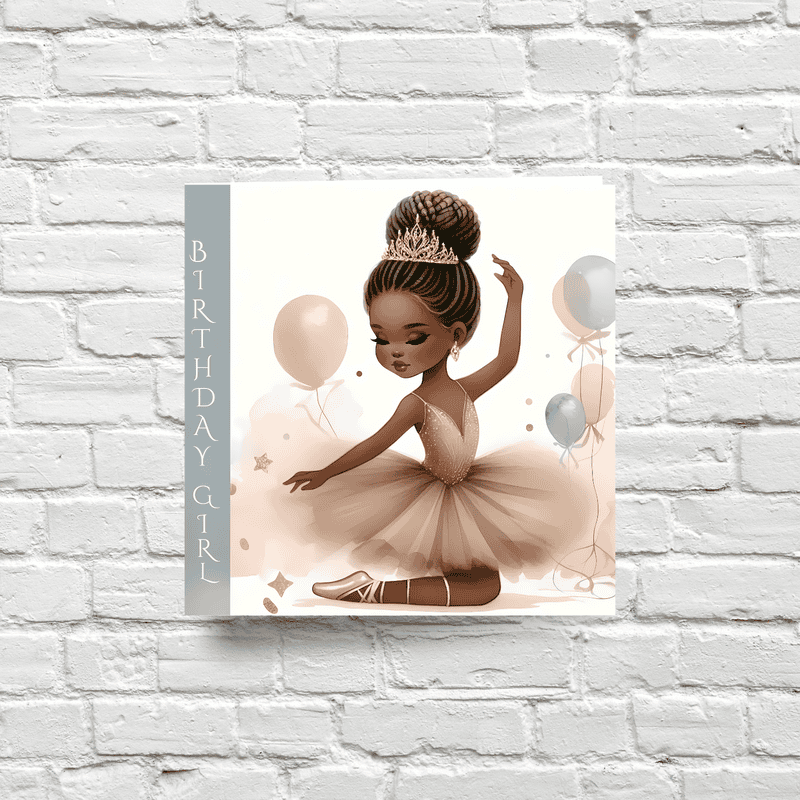 Black Girl Ballerina Birthday Card - Elegant Dance Card for Girls - Image 5