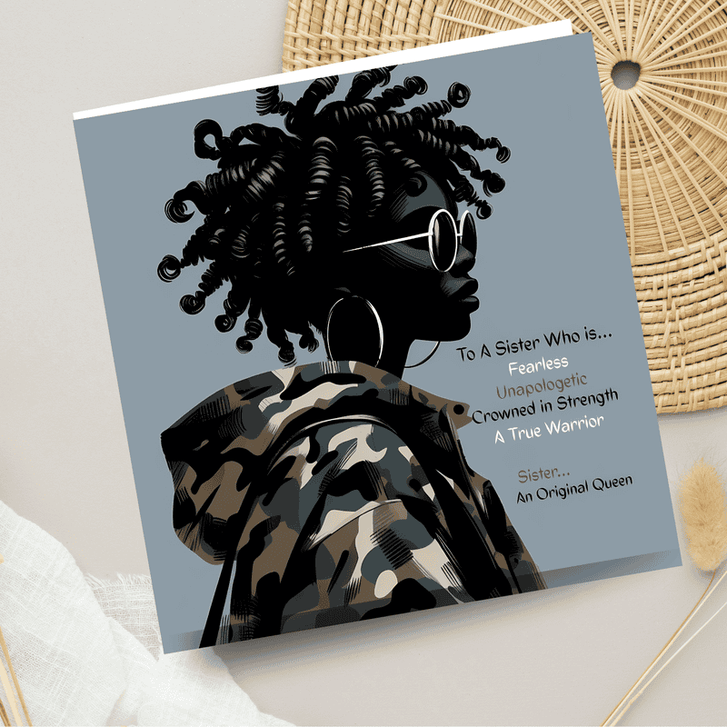 Black Sister Greeting Card, Ethnic Design, Blank Inside - Image 6