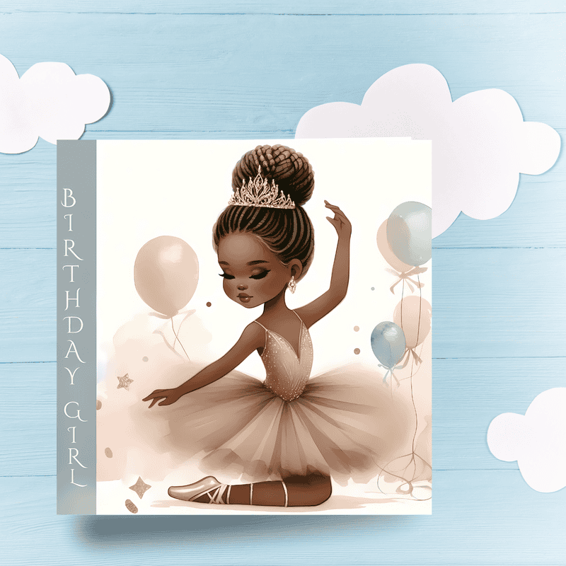 Black Girl Ballerina Birthday Card - Elegant Dance Card for Girls - Image 4