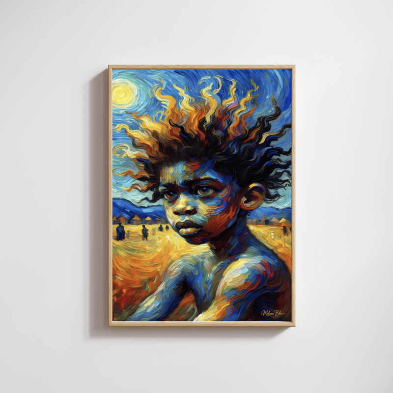 Van Gogh Style Black Child Canvas Print, Impressionist Cultural Wall Art - Image 4