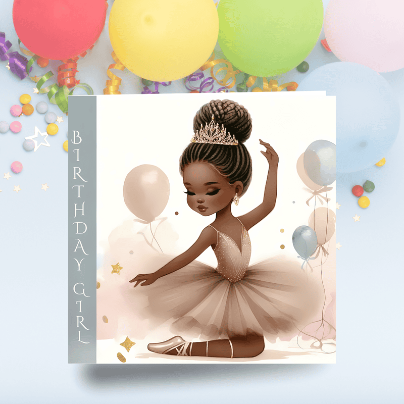 Black Girl Ballerina Birthday Card - Elegant Dance Card for Girls - Image 3