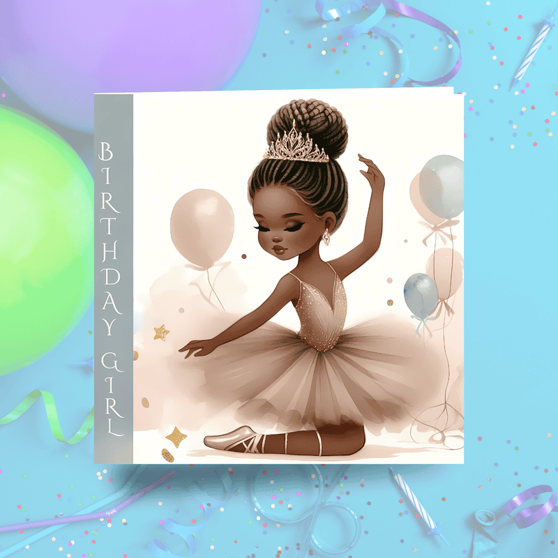 Black Girl Ballerina Birthday Card - Elegant Dance Card for Girls - Image 2