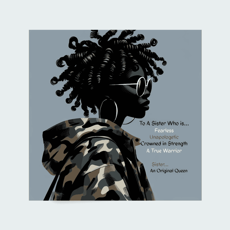 Black Sister Greeting Card, Ethnic Design, Blank Inside
