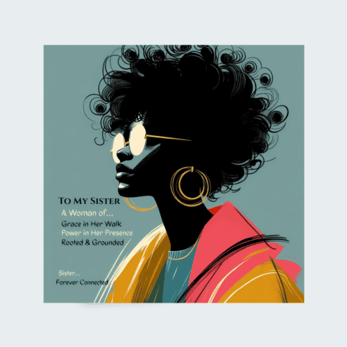 Black Sister Greeting Card, Ethnic Design, Blank Inside
