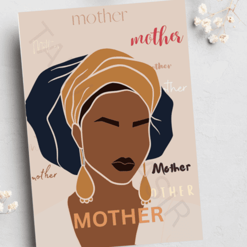 Mother's Day card - Beige head tie