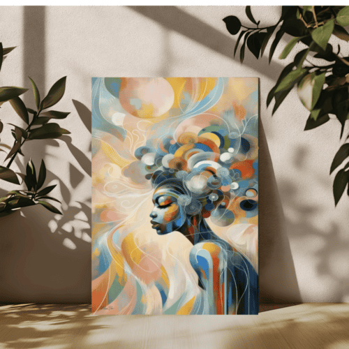 African Woman Abstract Art Print | Pastel Colours Afrocentric Decor