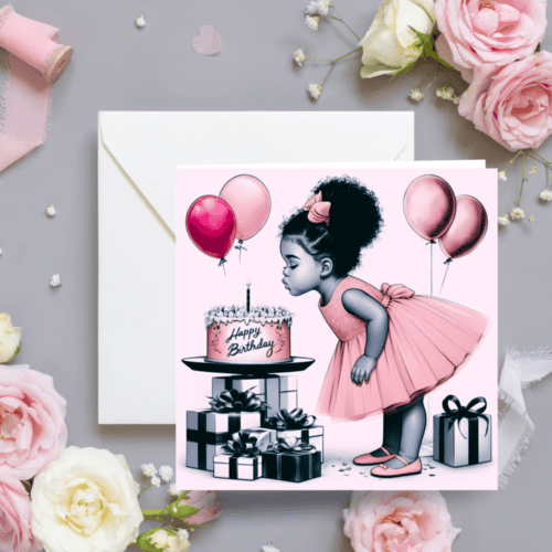 Black Girl Birthday Card: Melana Blac Art Greeting Card