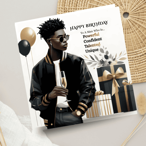 Black Male Birthday Card – Stylish Young Man