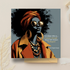 Black Sister Greeting Card, Ethnic Design, Blank Inside, Ethnic Greeting