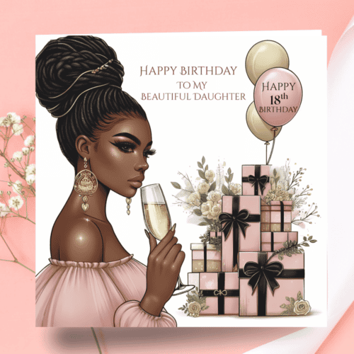 Black Girl 18th Birthday Card: Melana Blac Art, Ethnic Greeting