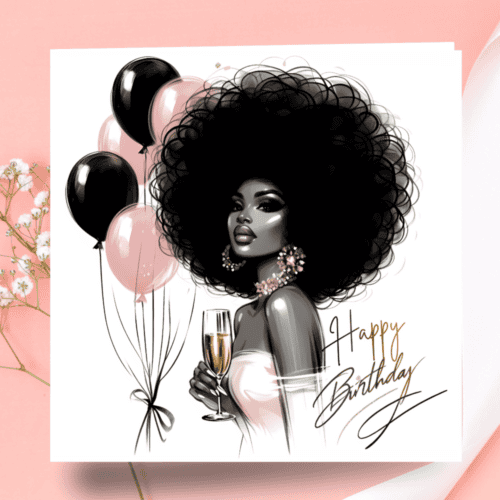 Elegant Birthday Card for Her – African American Gift | Black Woman Birthday | Sassy Melanin Queen