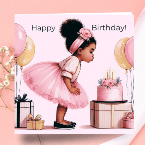 Black Girl Birthday Card: Melana Blac Art Greeting Card