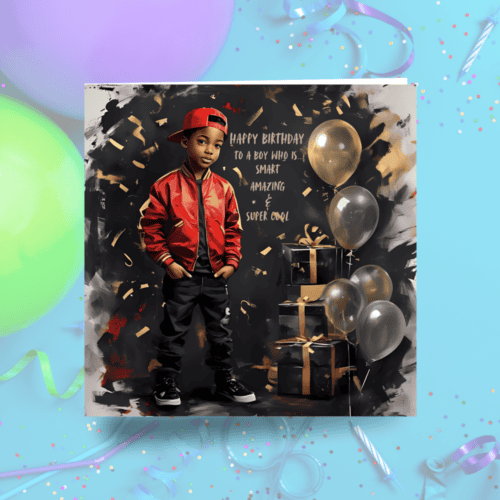 Black Boy Birthday Card, Melanin Boy
