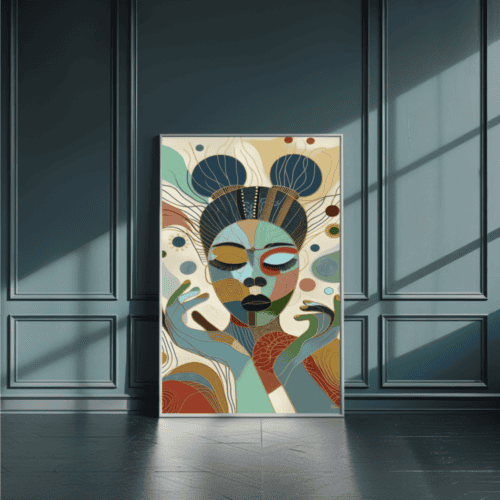 Abstract African Woman Art Print | Earthy Colours Afrocentric Decor