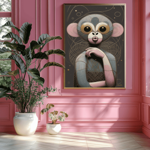 Cheeky Monkey Abstract Wall Art, Living Room Decor, Bathroom, Animal Lovers, Nature Lover