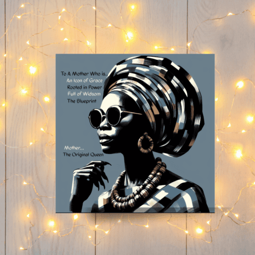 Black Mother Greeting Card, Ethnic Design, Blank Inside